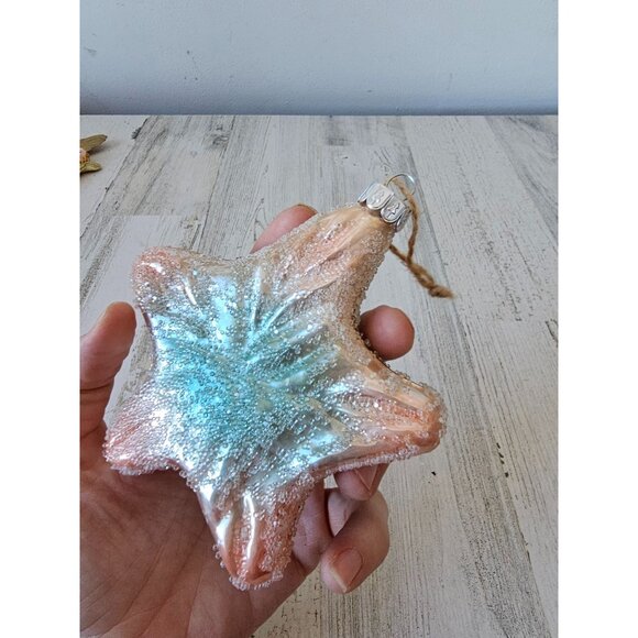 Glass beaded life-size starfish ornament pink Xmas tree - Picture 7 of 8